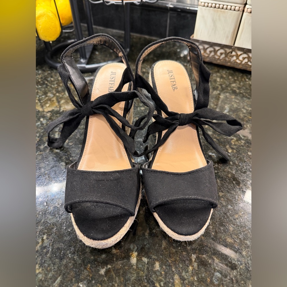 JustFab Black Espadrille Sandals